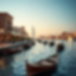 Stunning view of Al Seef waterfront with traditional boats