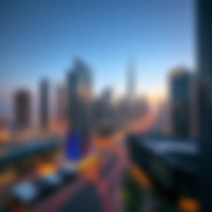 A panoramic view of Business Bay showcasing modern skyscrapers and vibrant business activity