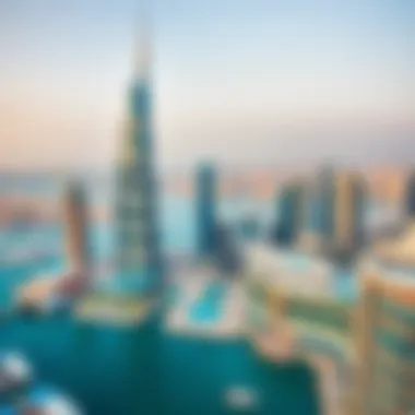 Vantage point from Dubai Marina showcasing the city