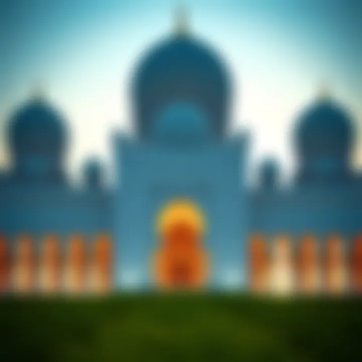 Stunning view of Sheikh Zayed Grand Mosque showcasing intricate details