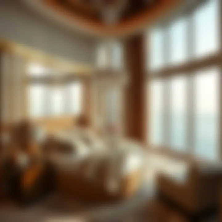 Luxurious bedroom with panoramic views in a Dubai penthouse