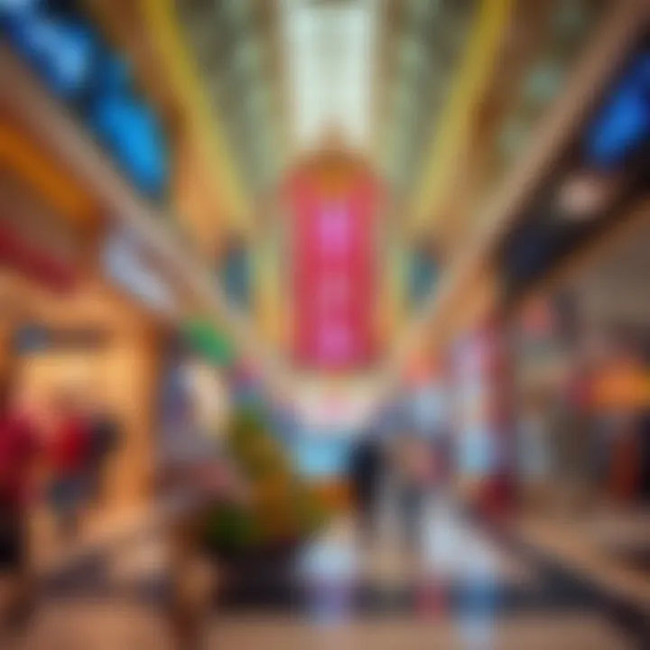 Interior shopping area with diverse retail options