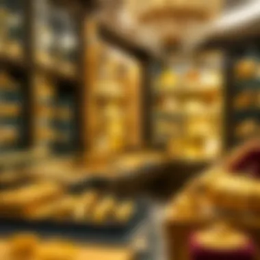 Luxury gold offerings showcased in a boutique