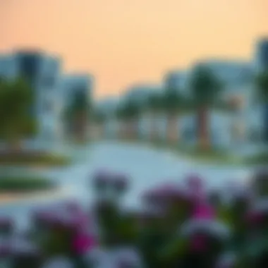 Modern residential developments near Al-Mubazzarah park
