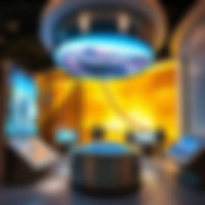 Interior view of the Wasl Experience Center highlighting interactive exhibits